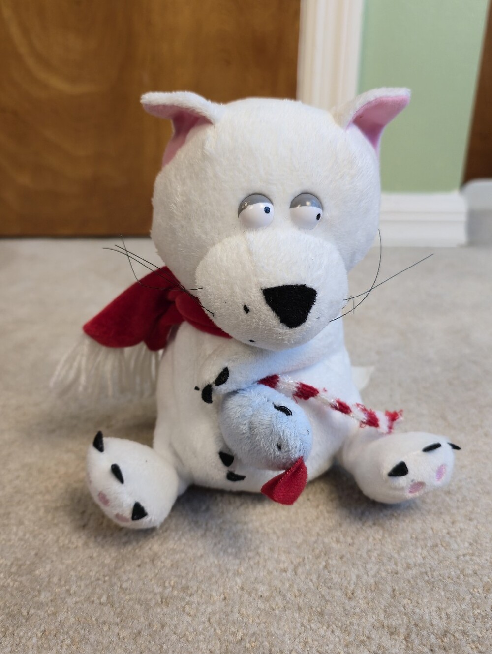 Gemmy Cat With Mouse Dancing Singing Meowing Jingle Bells Animated Plush Rare!